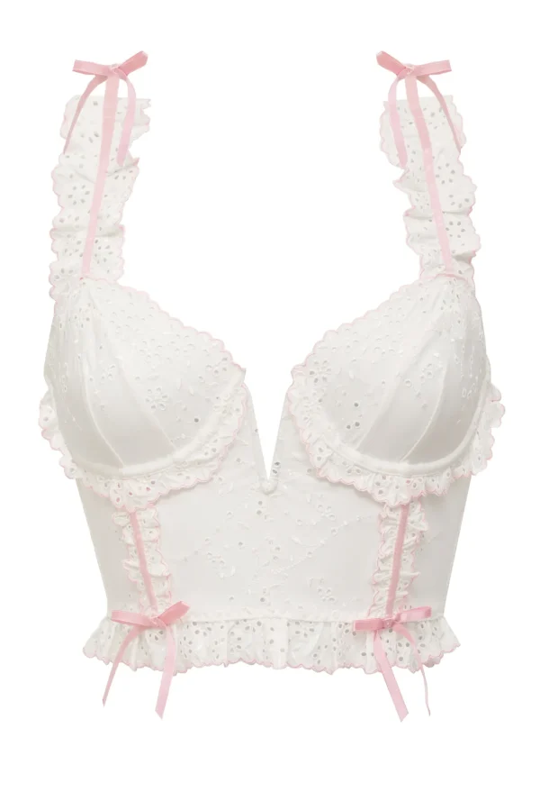 Flash Sale For Love & Lemons Swirl Eyelet Bustier White