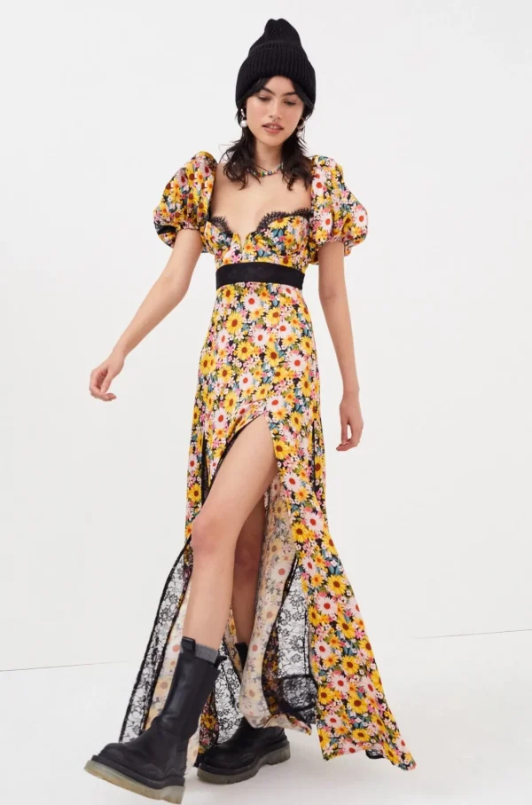 Shop For Love & Lemons Sylvia Maxi Dress Yellow
