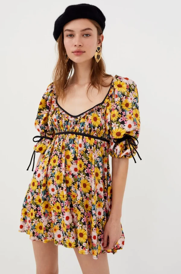 Best For Love & Lemons Sylvia Mini Dress Yellow