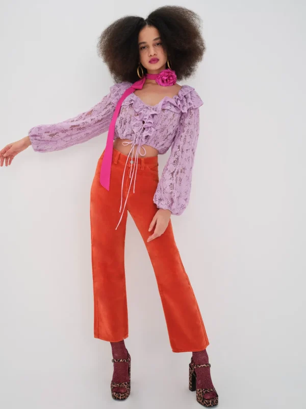 Clearance For Love & Lemons Tatiana Blouse Purple