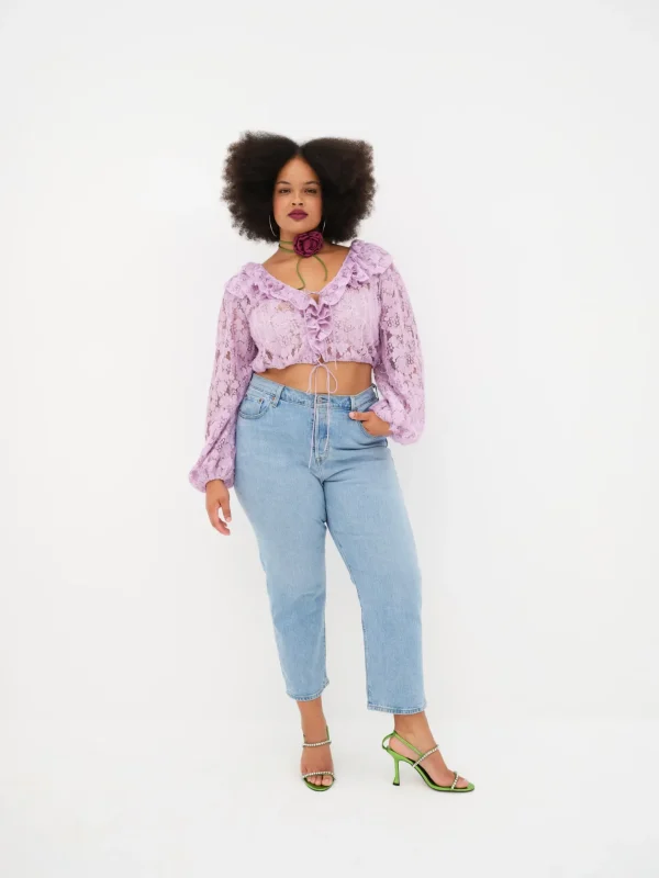 Clearance For Love & Lemons Tatiana Blouse Purple