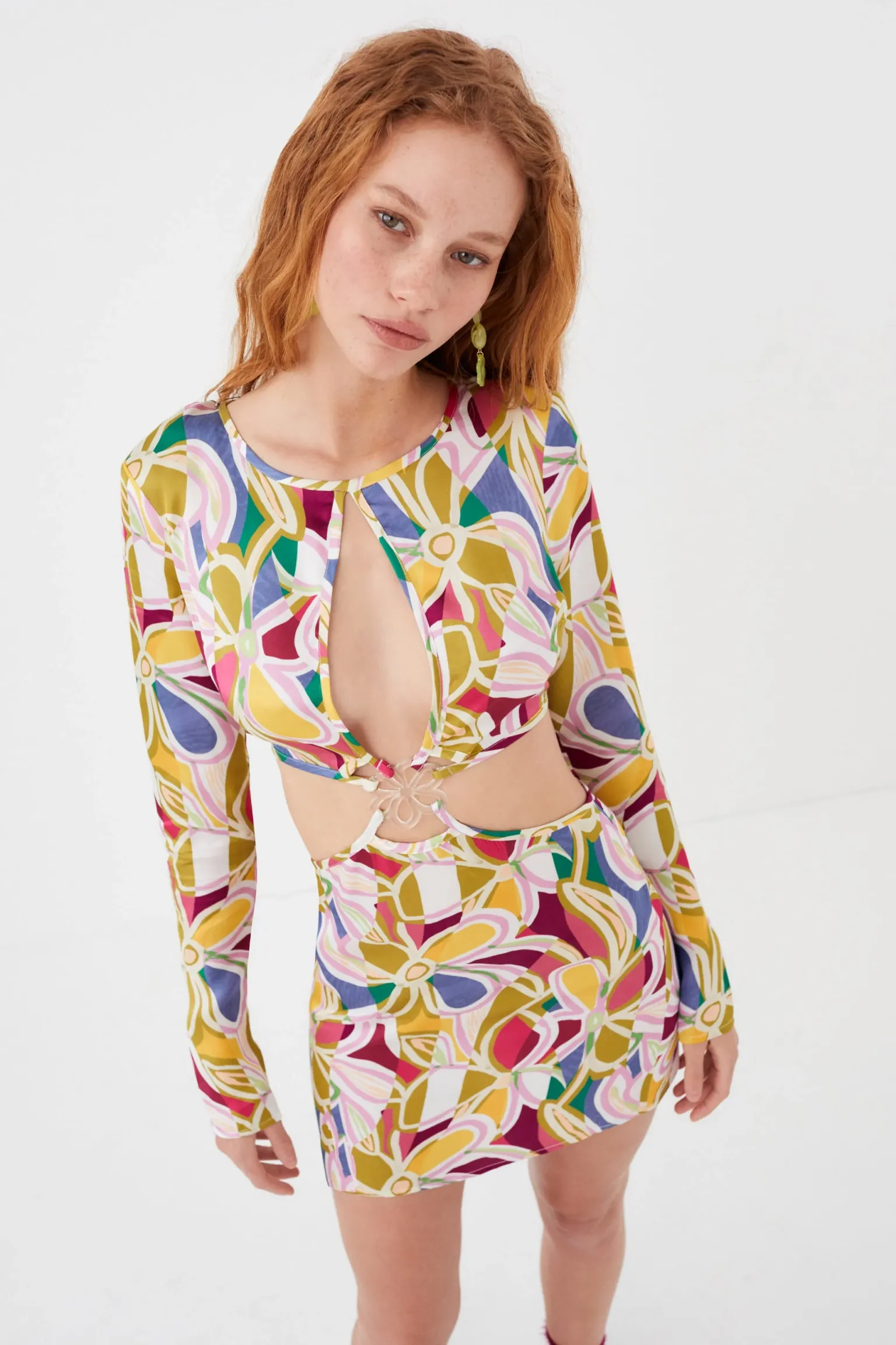 thora_long_sleeve_mini_dr_0.webp Hot For Love & Lemons Thora Long Sleeve Mini Dress Green