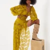 Cheap For Love & Lemons Tiana Midi Dress Yellow