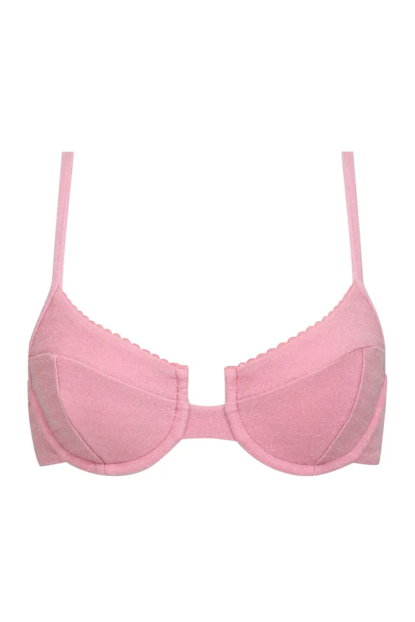 New For Love & Lemons Tiana Underwire Bikini Top Pink