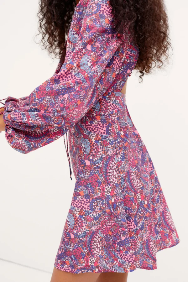Best Sale For Love & Lemons Tonya Long Sleeve Mini Dress Purple