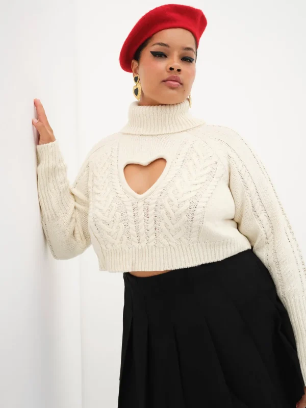 Flash Sale For Love & Lemons Vera Cropped Cut Out Sweater Ivory