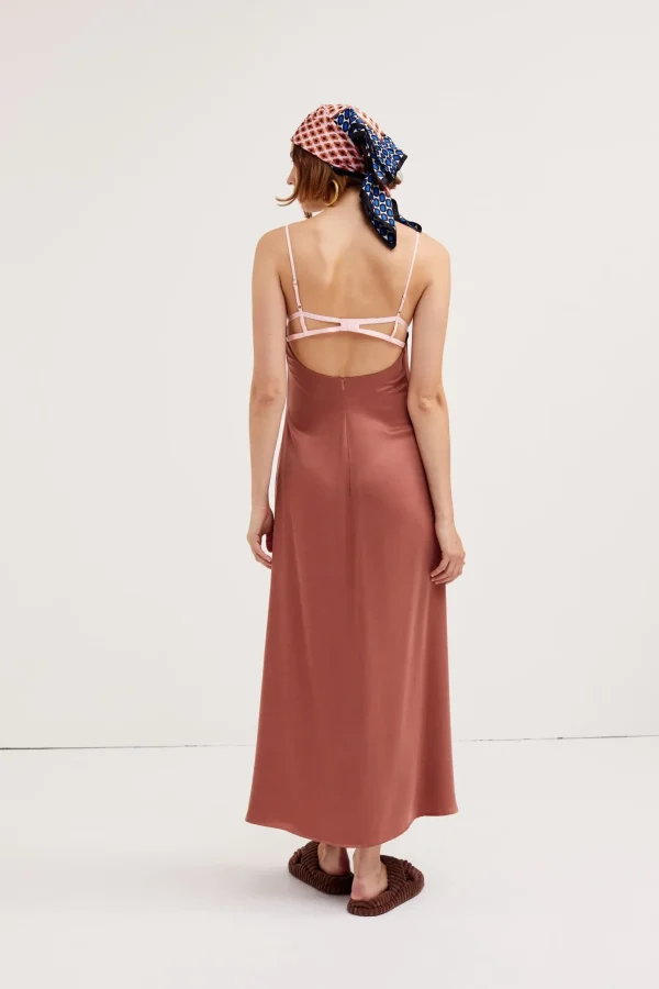 Flash Sale For Love & Lemons Viv Midi Dress Neutral