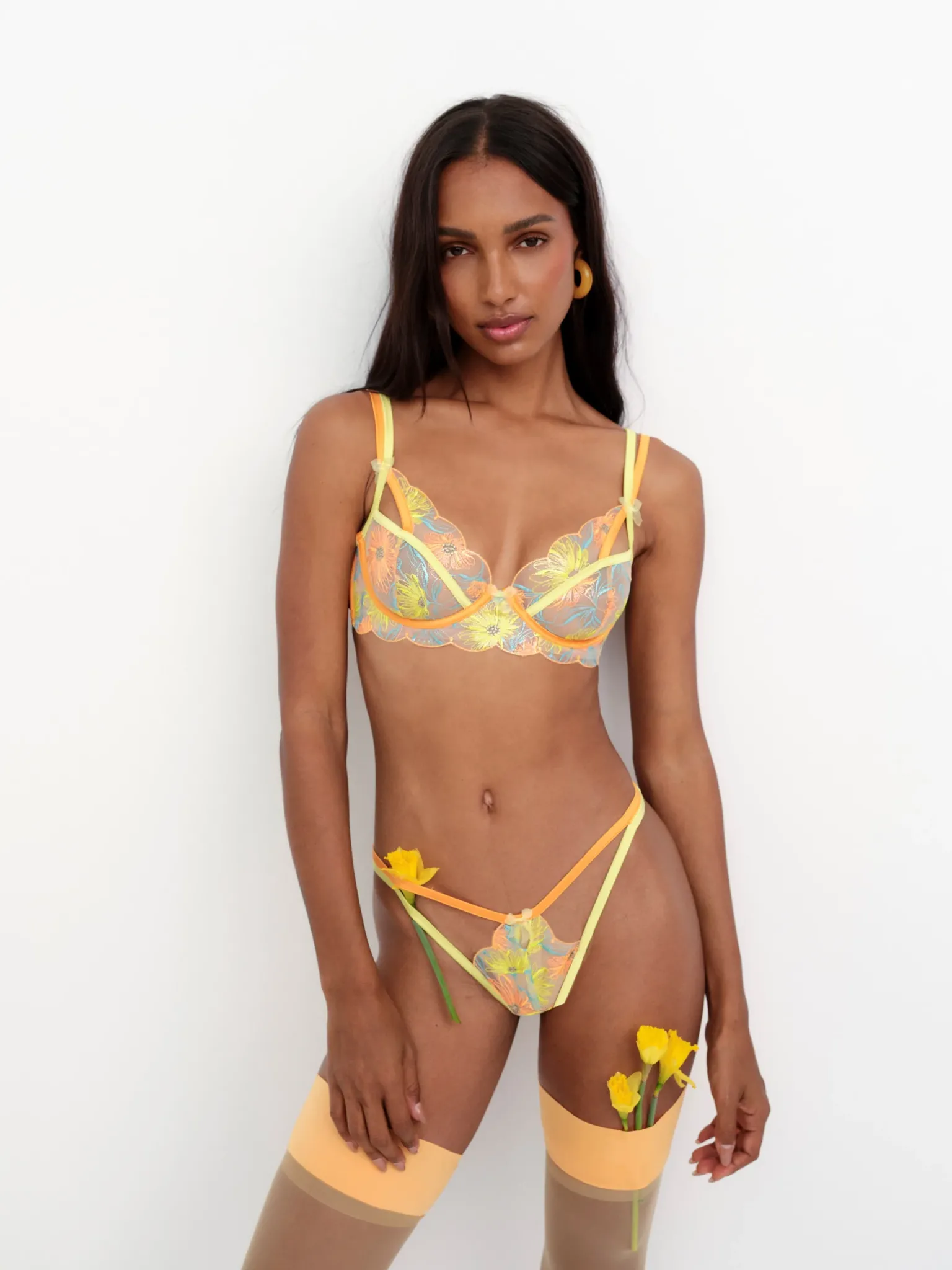 waterlily_embroidery_unde_3.webp Store For Love & Lemons Waterlily Embroidery Underwire Bra Orange