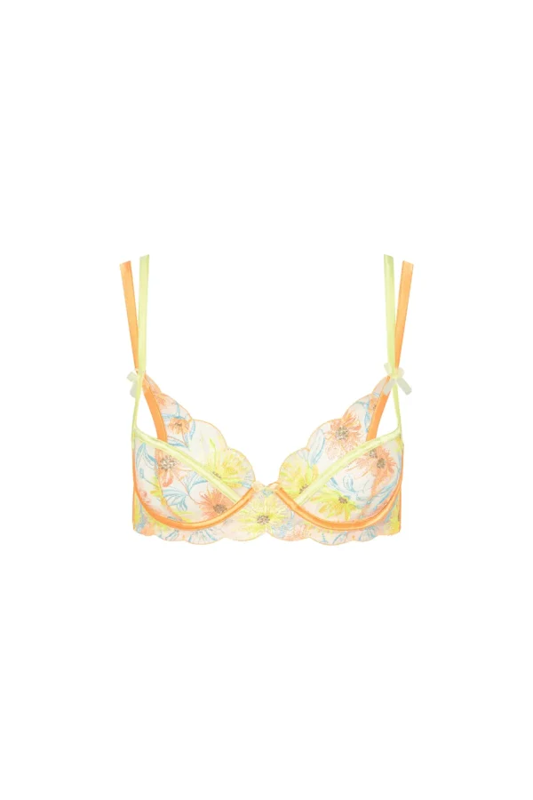 Store For Love & Lemons Waterlily Embroidery Underwire Bra Orange
