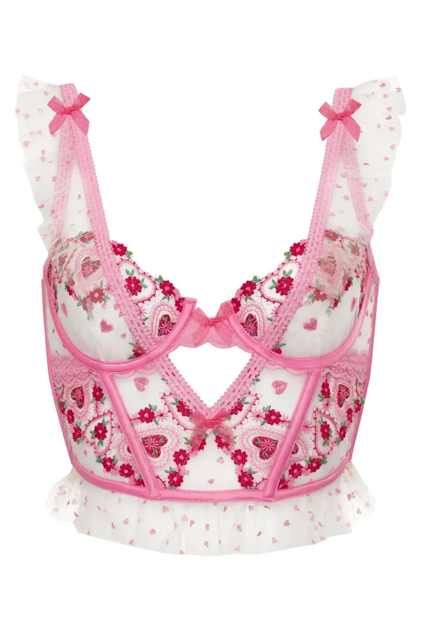 Store For Love & Lemons Whimsical Garden Bustier Pink