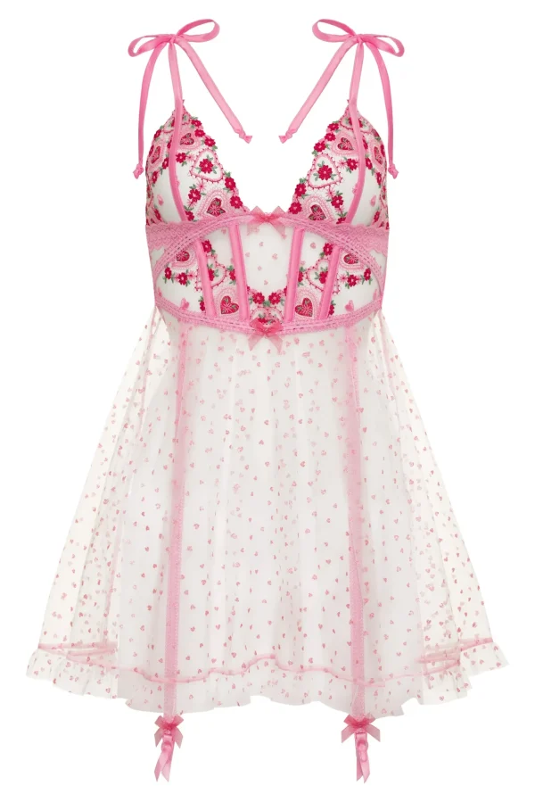 Clearance For Love & Lemons Whimsical Garden Slip Dress Pink