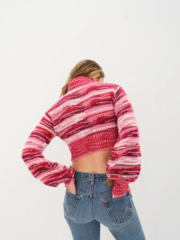 Cheap For Love & Lemons Wilma Cropped Turtleneck Red