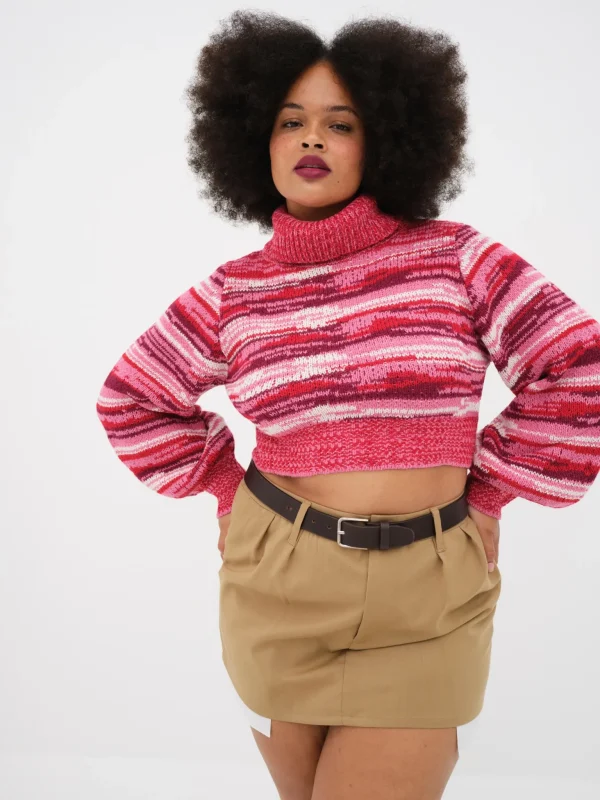 Cheap For Love & Lemons Wilma Cropped Turtleneck Red