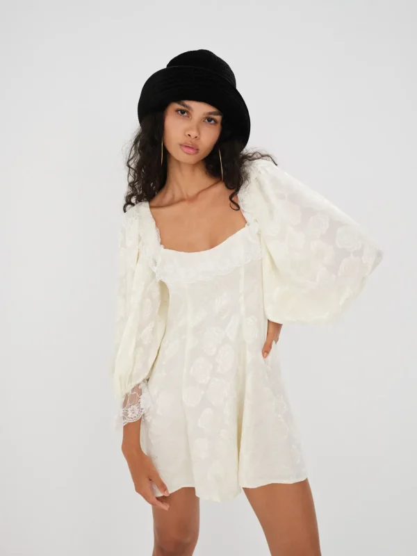 Discount For Love & Lemons Wylye Mini Dress Beige