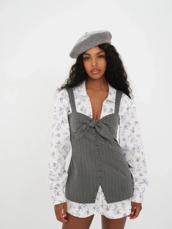 Discount For Love & Lemons Yvette Layered Dress Grey