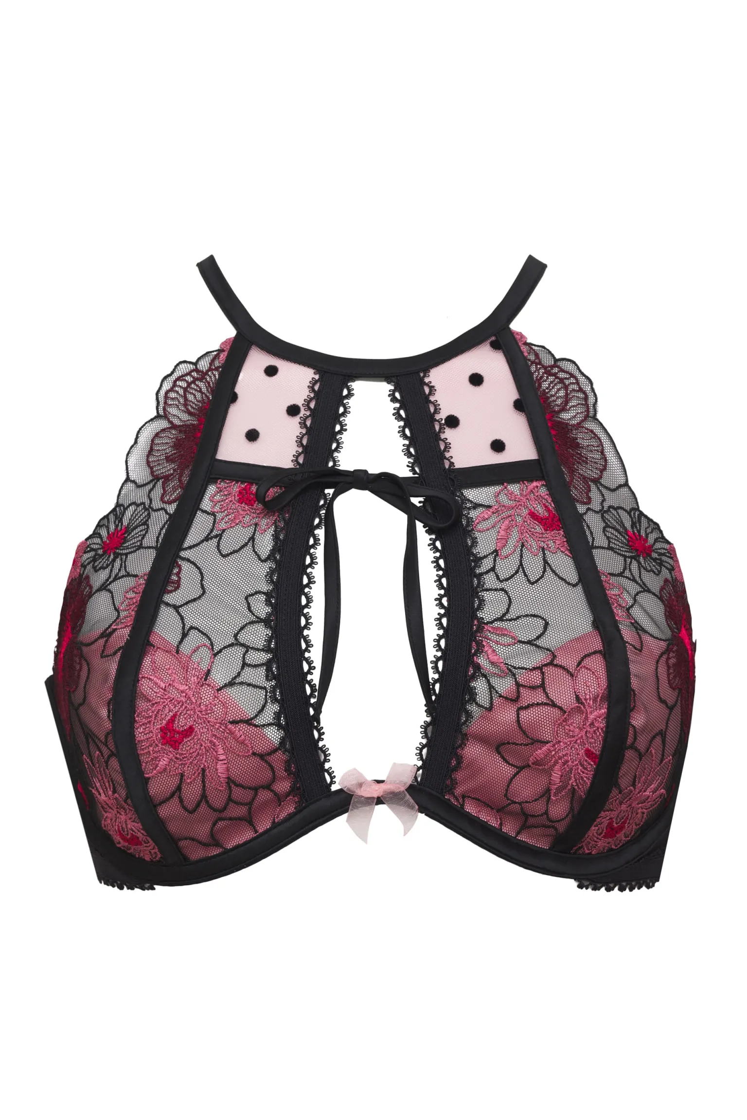 zinnia_embroidered_high_n_4.webp Cheap For Love & Lemons Zinnia Embroidered High Neck Bra Black
