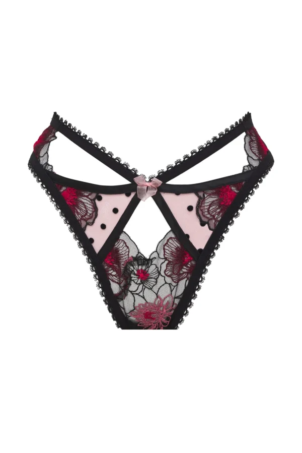 Outlet For Love & Lemons Zinnia Embroidered High-Waist Thong Black