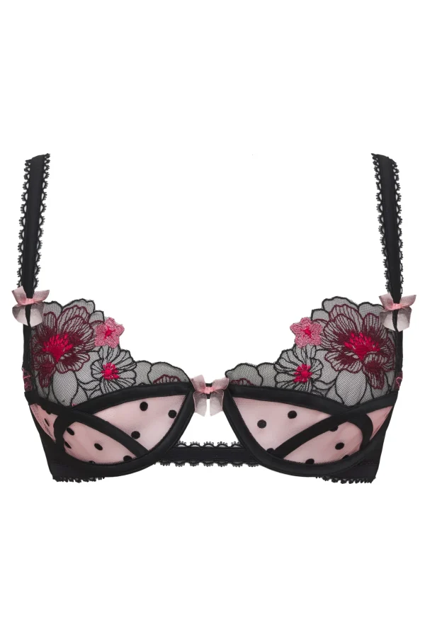 Store For Love & Lemons Zinnia Embroidered Underwire Bra Black